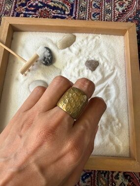 Banana Republic Gold Textured Wide Dome Ring